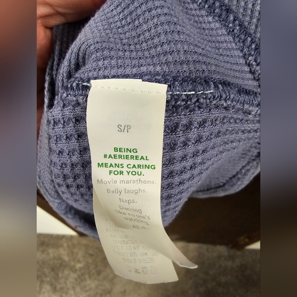 Aerie LumberJane Waffle Shirt Oversized Relaxed Size S Purple Blue - Picture 10 of 11